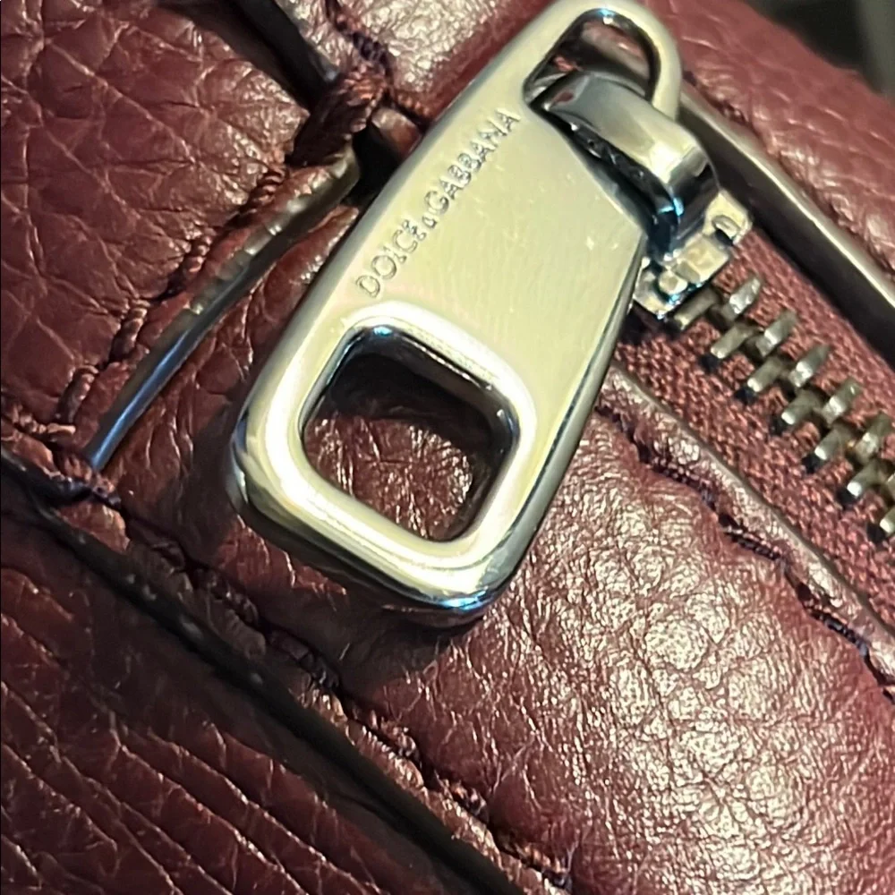 Dolce & Gabbana Mediterraneo Bordeaux Brick Red Laptop Bag Structured Design EUC